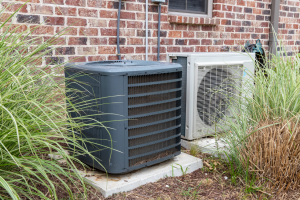 Air conditioning condenser outside of a house in The Villages, Florida