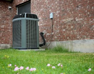 Air conditioning condenser at a house in Port St Lucie, Florida