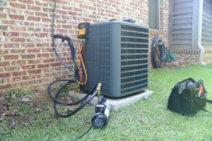 Air conditioning maintenance at a house in The Villages, Florida