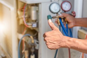 Air conditioning maintenance at a house in Port St Lucie, Florida